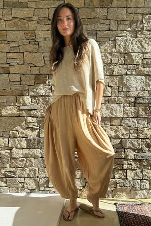 Noa Linen Blend Sia Barrel Trouser Honey Bronze